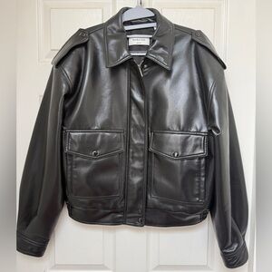 Aritzia Babaton Croft Black UnReal Leather Jacket